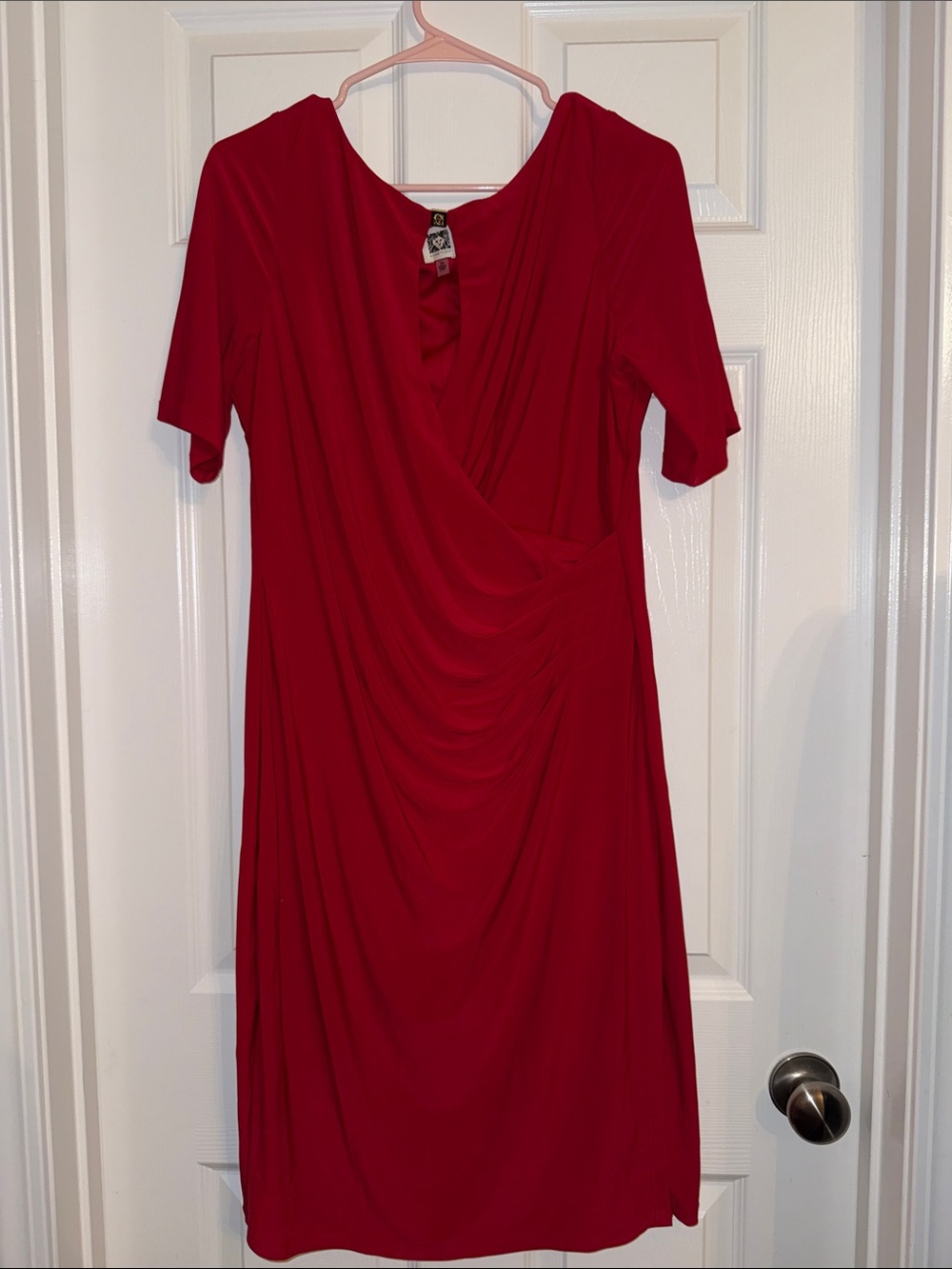 Anne Klein Red Draped Midi Dress